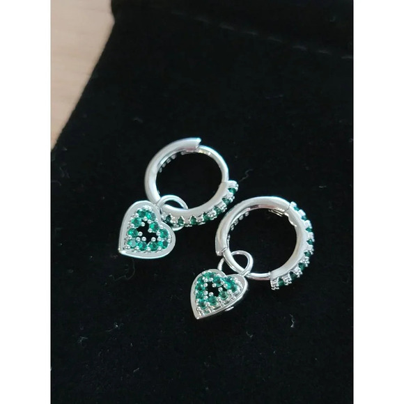 Solid Sterling Silver 925 Rhodium Plated Huggies - Picture 1 of 4